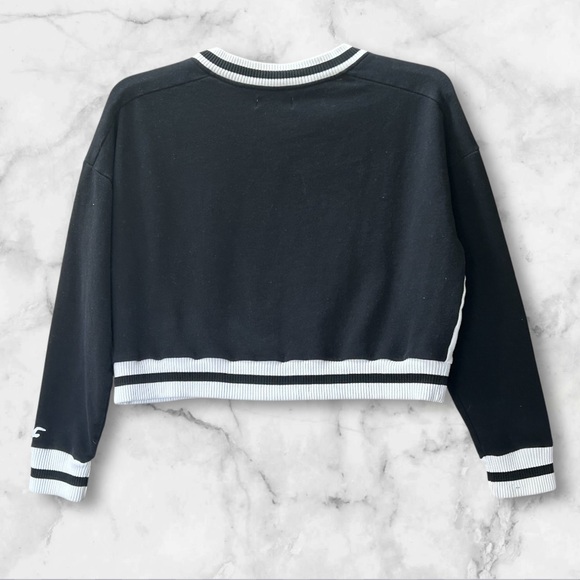 Hollister Black White Colorblock Cropped Sweater Knit Size M - Picture 4 of 11